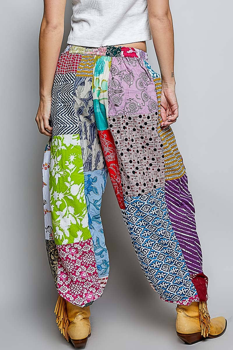 One-of-a-Kind Boho Printed Woven Jogger Pants