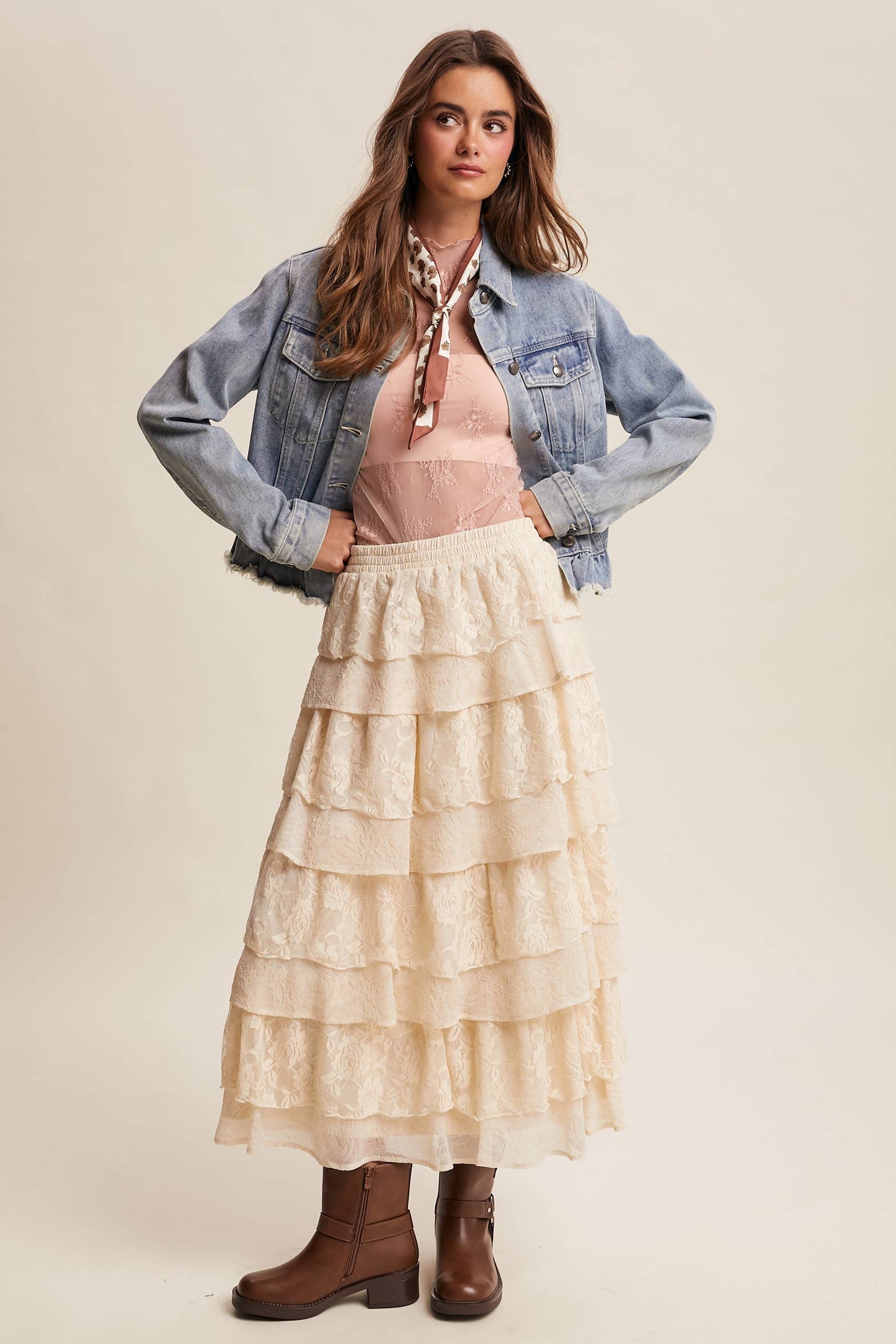 Ruffled Hem Denim Jacket LJ0236