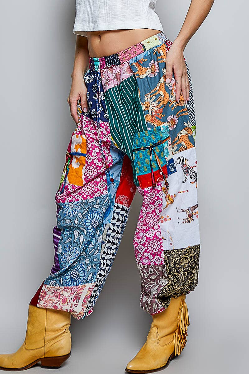 One-of-a-Kind Boho Printed Woven Jogger Pants