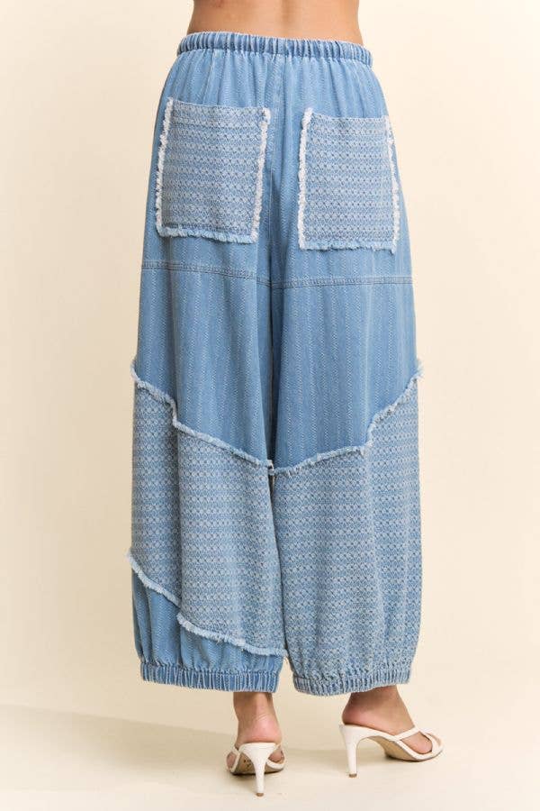 PRINTED FLOWER PATCHWORK PANTS