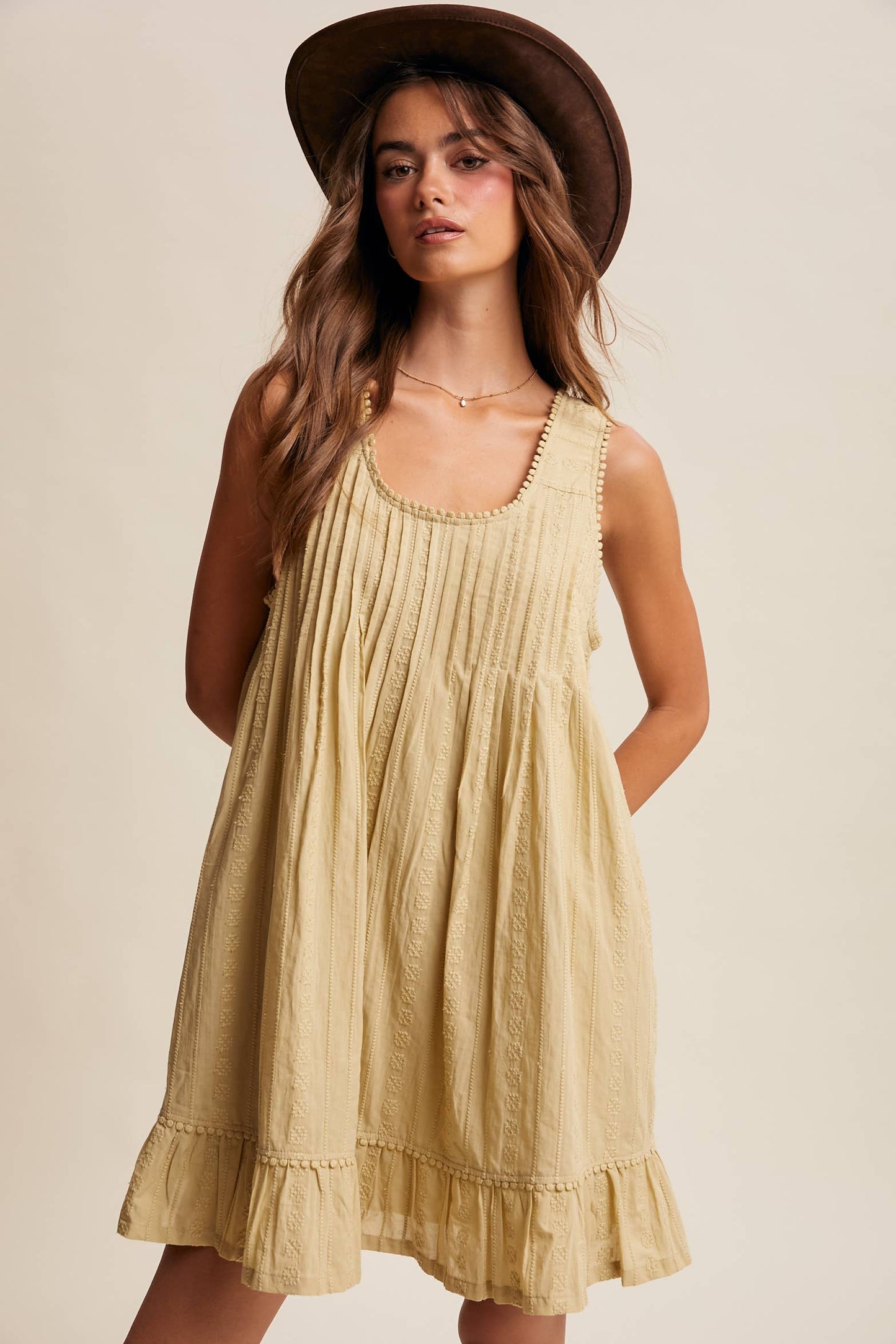 Textured Pintuck Mini Dress LD1599