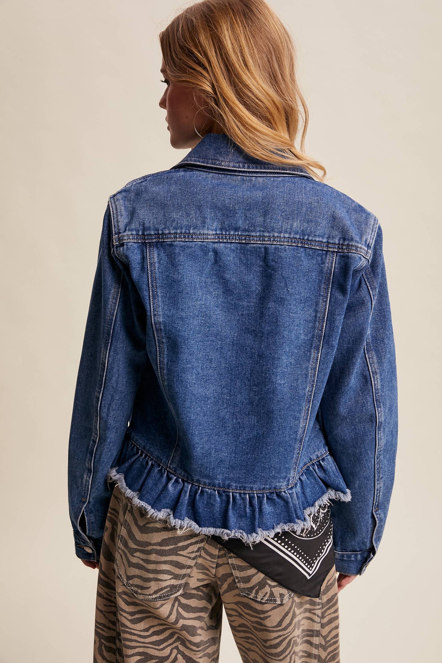 Ruffled Hem Denim Jacket LJ0236