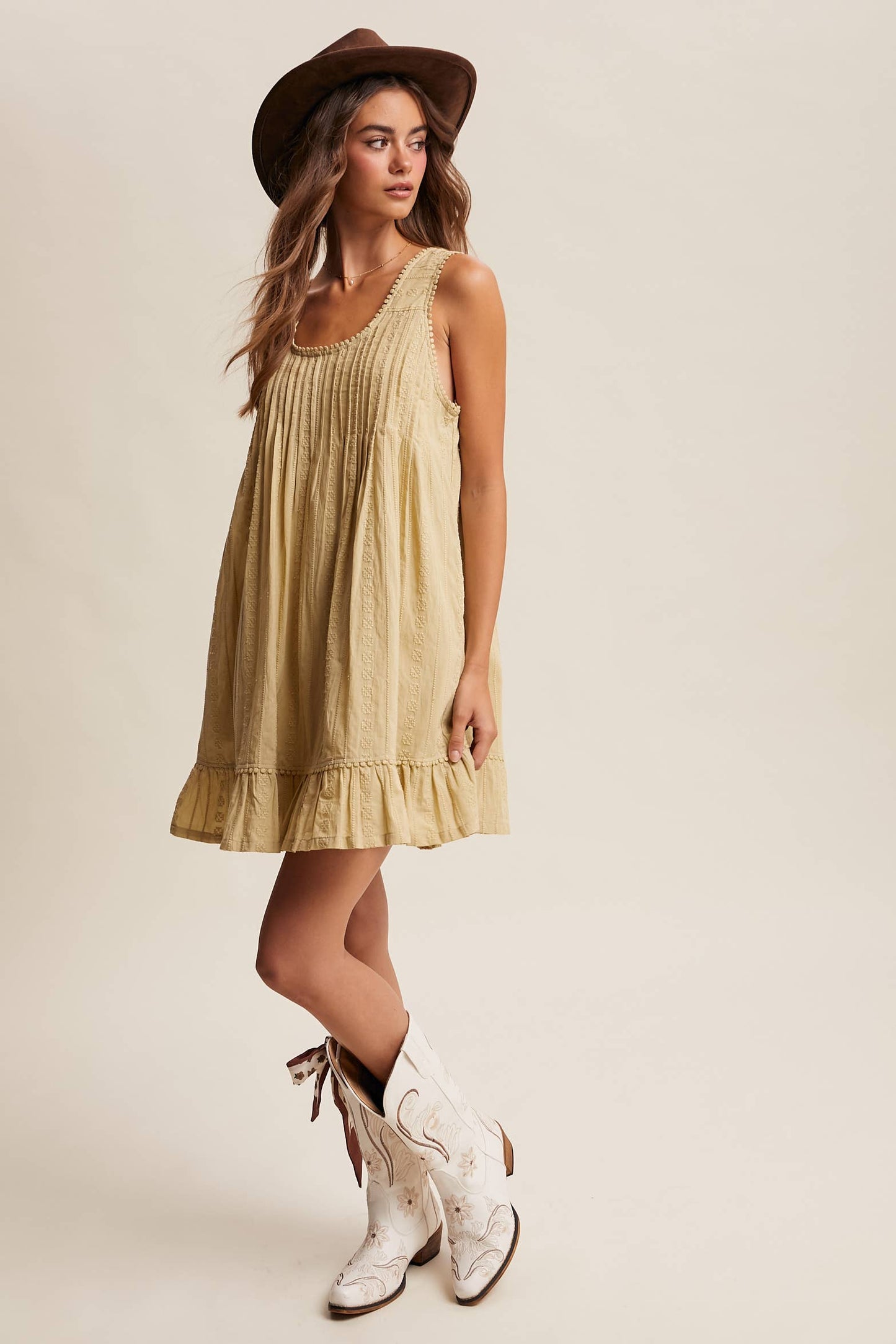 Textured Pintuck Mini Dress LD1599