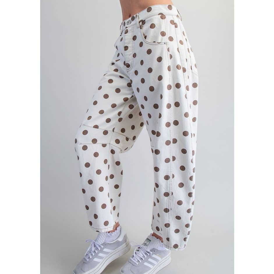 Mineral Washed Polka Dot Barrel Pants