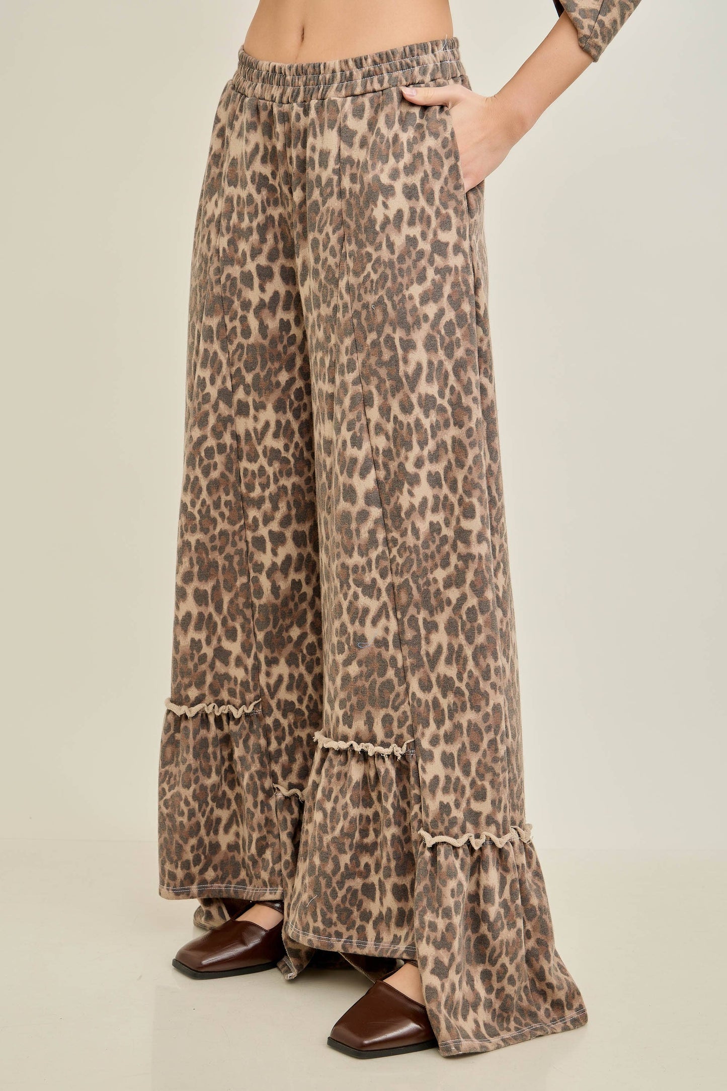 Animal Leopard Cheetah print Tiered Skirt Pants HP6739P1
