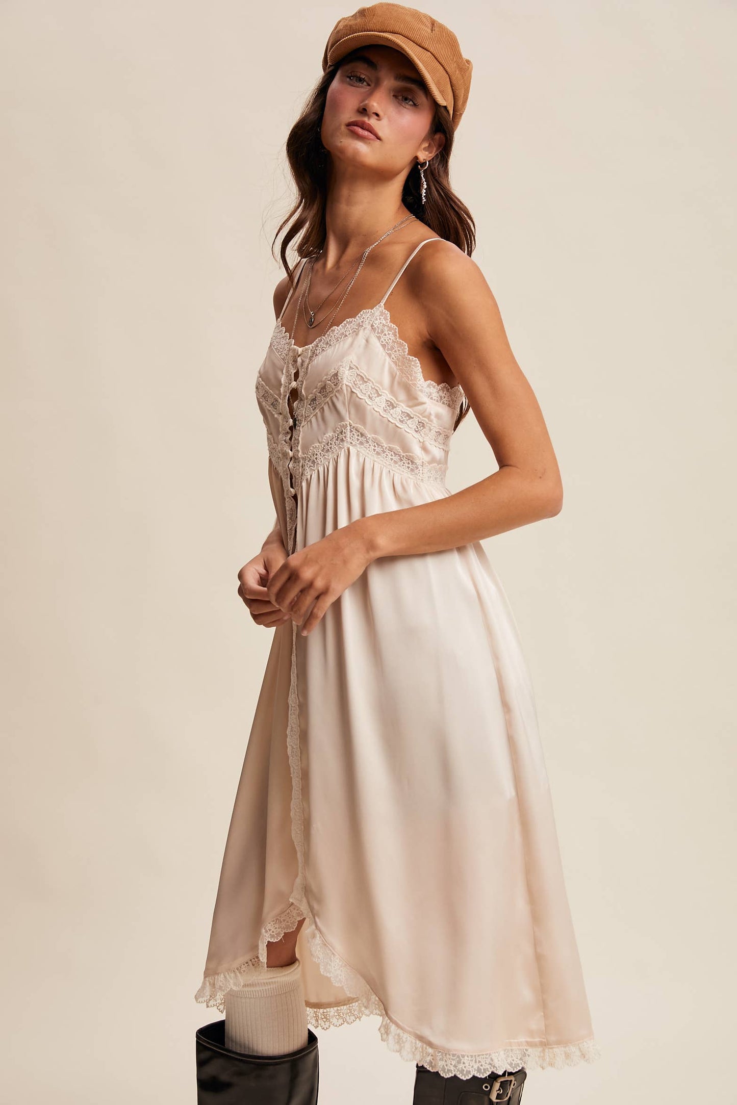 Lace Trim Maxi Cami Top LVT023