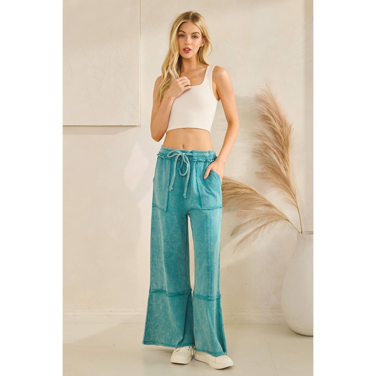 MINERAL WASHED TERRY KNIT PANTS (SP7055-A)