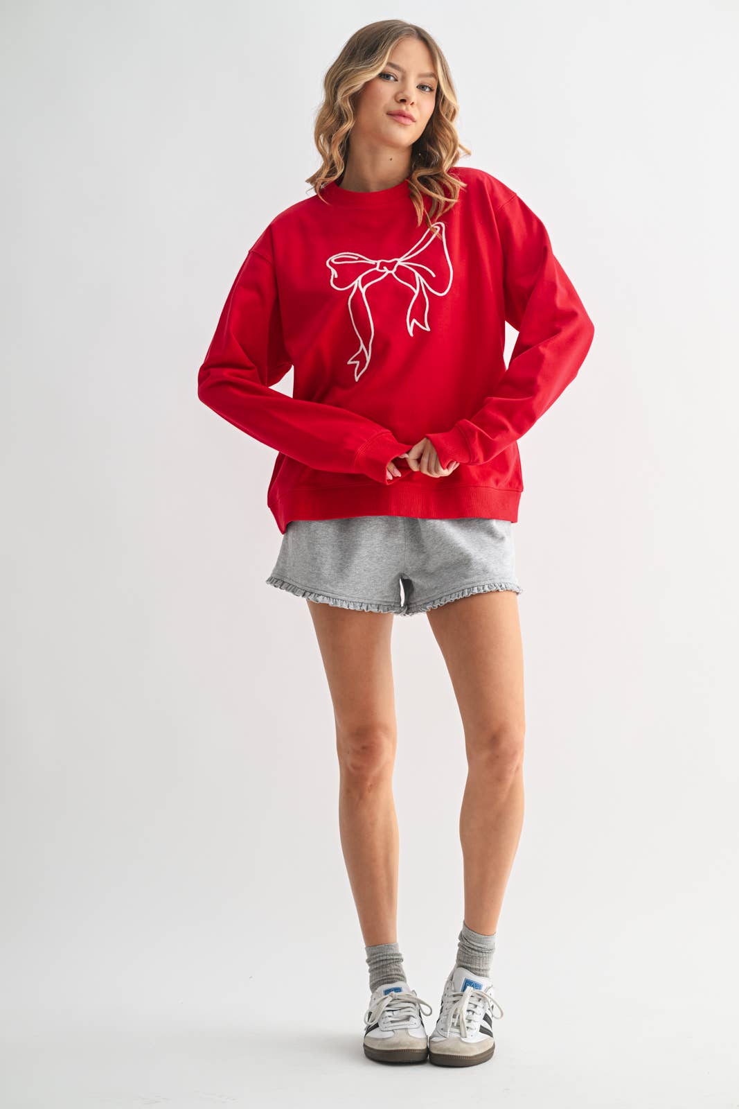 RUFFLE DETAIL KNIT SHORTS / WL25-11334