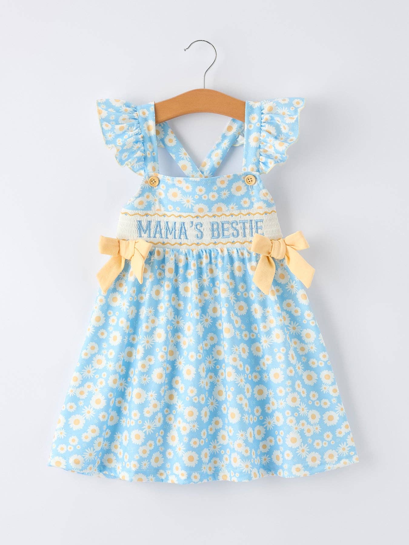 "MAMA'S BESTIE "Daisy Smocked Ruffle Dress: