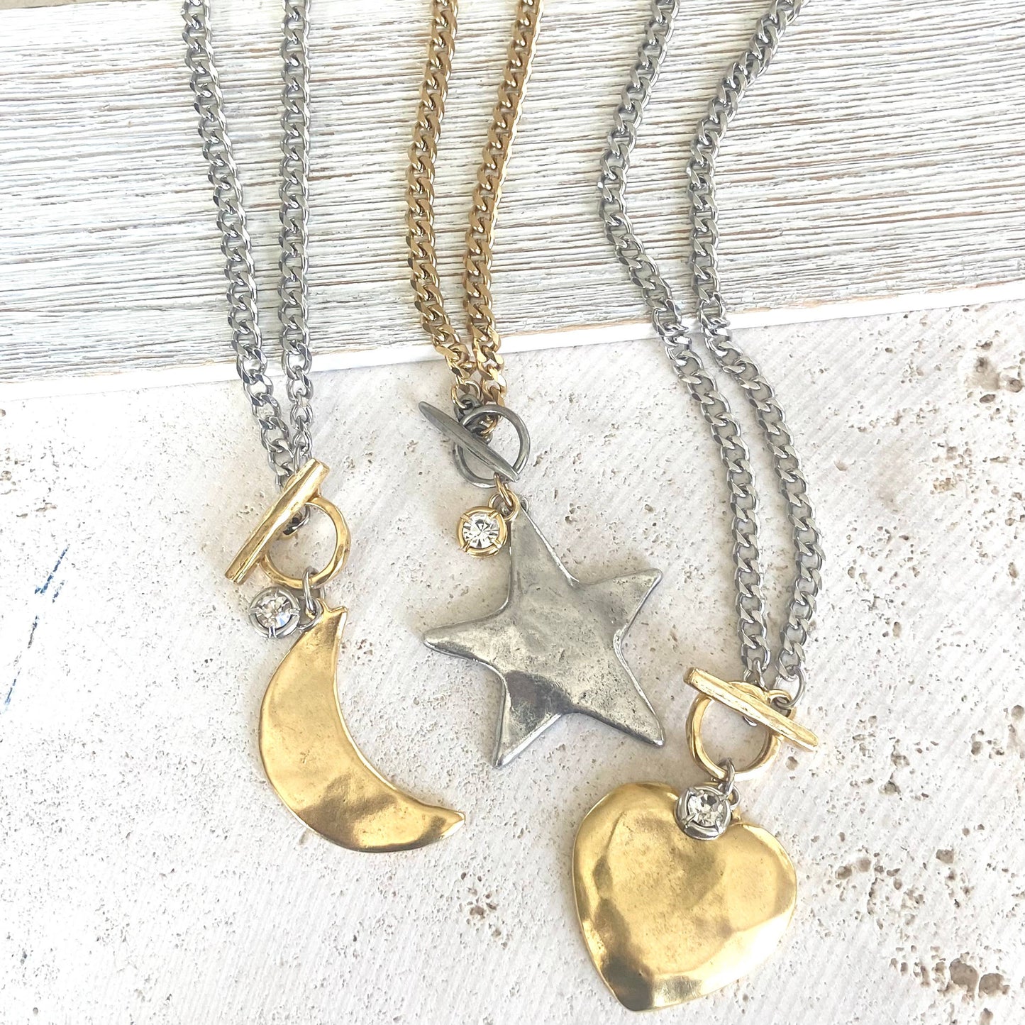 Star moon heart mixed meta necklaces no tarnish jewelry 2025