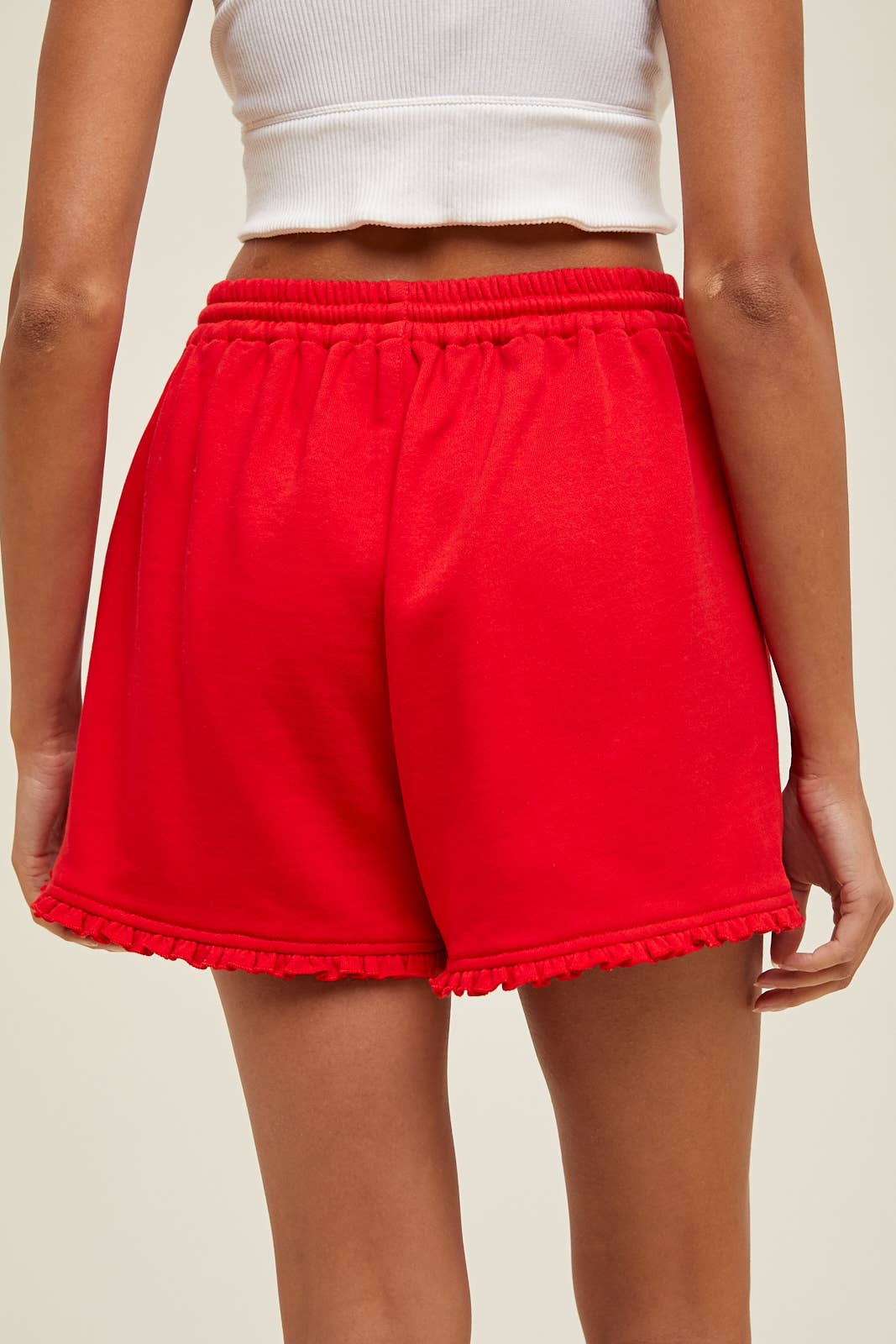 RUFFLE DETAIL KNIT SHORTS / WL25-11334