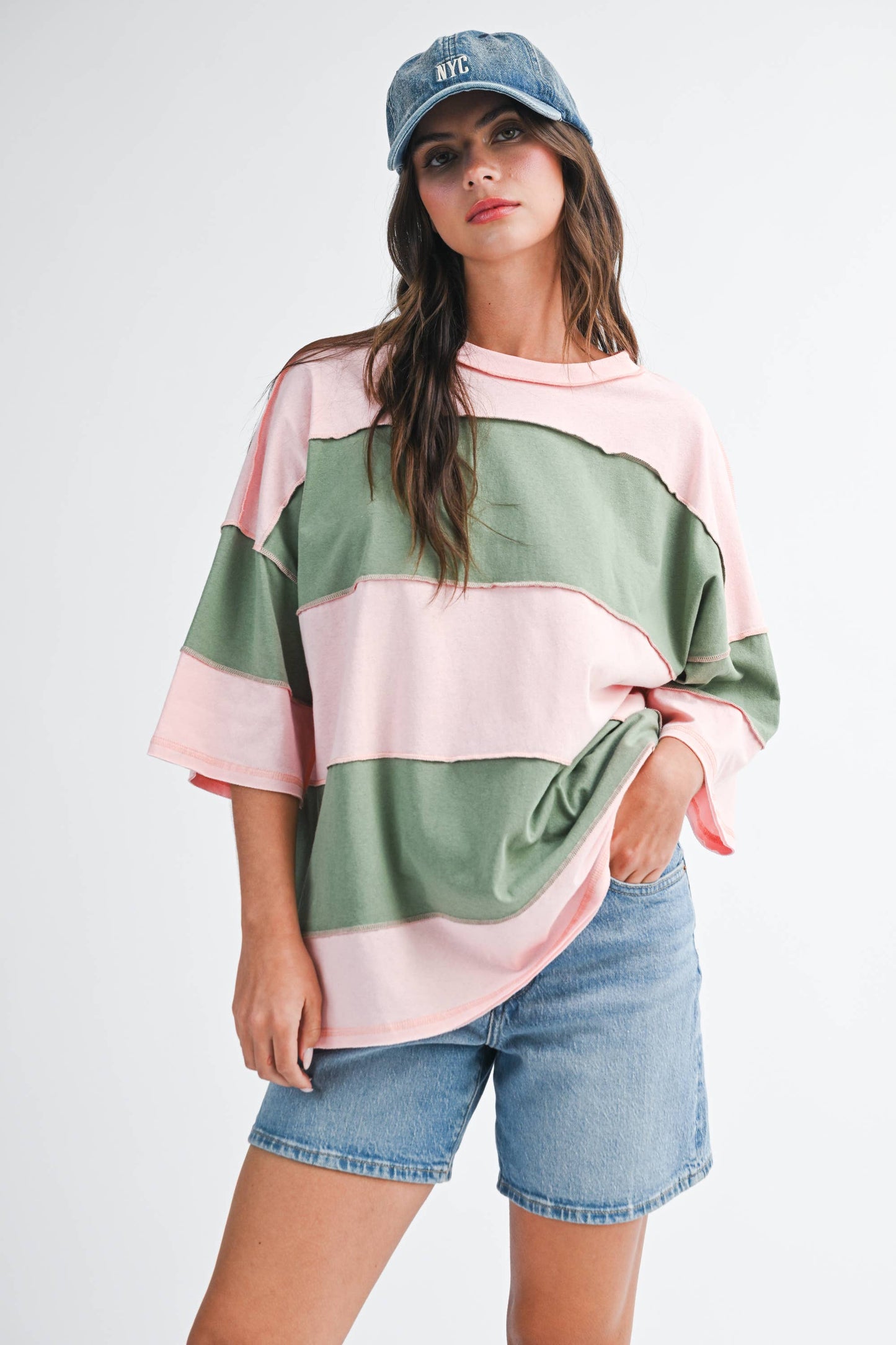8417FN Polly Color Block Top