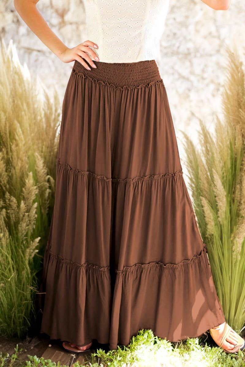 Maxi Tiered  Wide Leg Beach Palazzo Pants VP73052