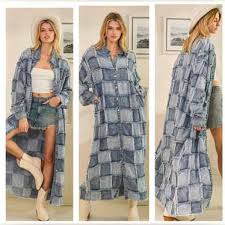 Tencel Patchwork Denim Long Shirt/Dress