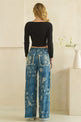 Floral Patch Embroidered Denim Pants