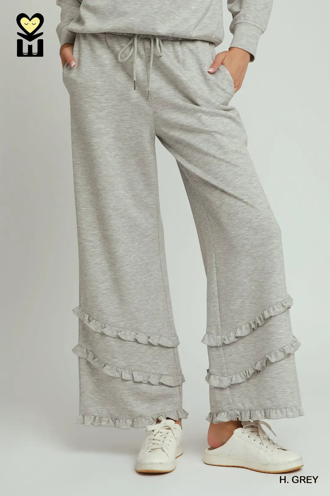 Wide Leg Lounge Pants - Heather Grey