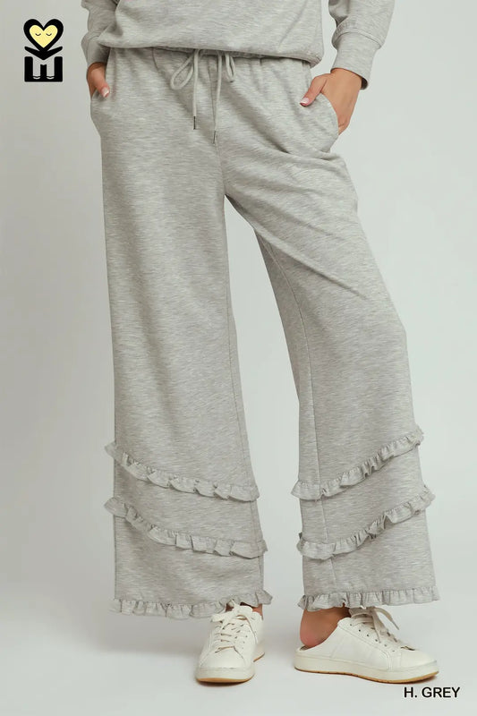 Wide Leg Lounge Pants - Heather Grey