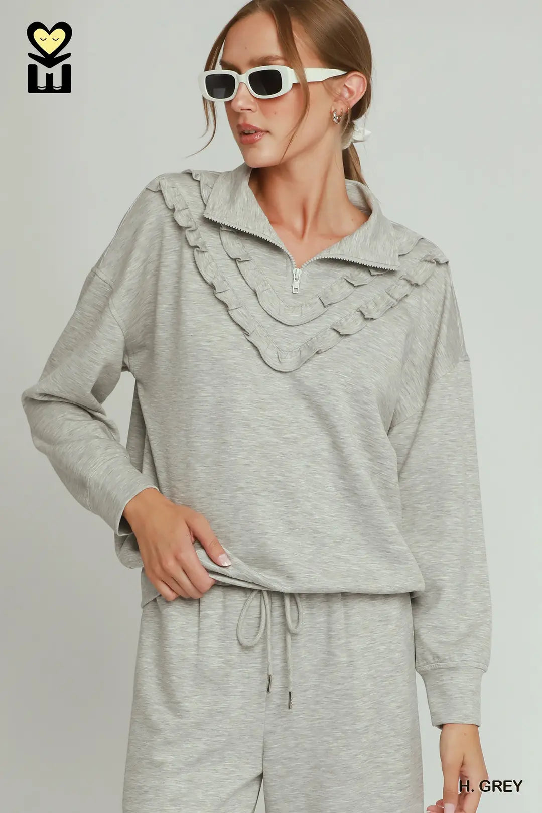 Quarter ZIp Pullover - Heather Grey